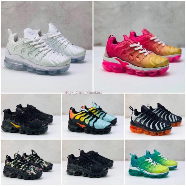 

new kids tn plus baby boy girl children athletic shoes fashion designer sneaker outdoor black white multi camouflage running shoes274d
