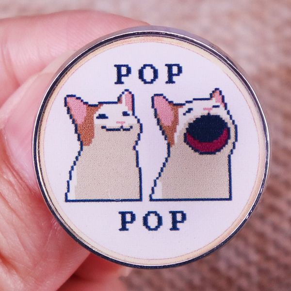 

popping cat popcat meme enamel pin badge brooch backpack decoration jewelry, Blue