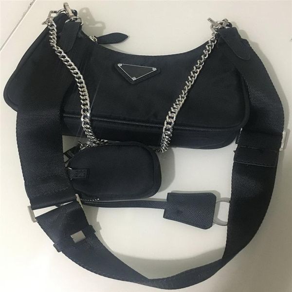

luxury 2pcs set women shoulder bag waterproof canvas nylon chest pack lady tote chains handbags presbyopic purse messenger crossbo252d