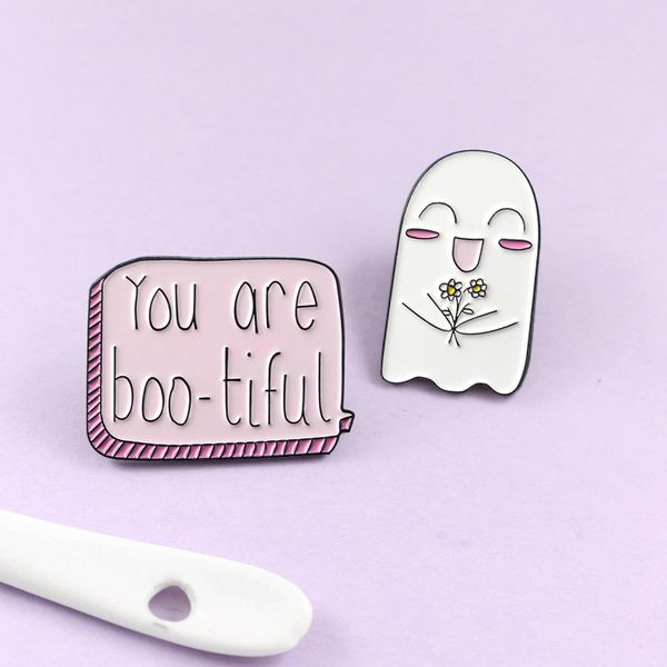 

ou are bootiful cute small funny enamel brooches pins for women girl men christmas gift demin shirt decor brooch pin metal kawaii badge ghos, Blue