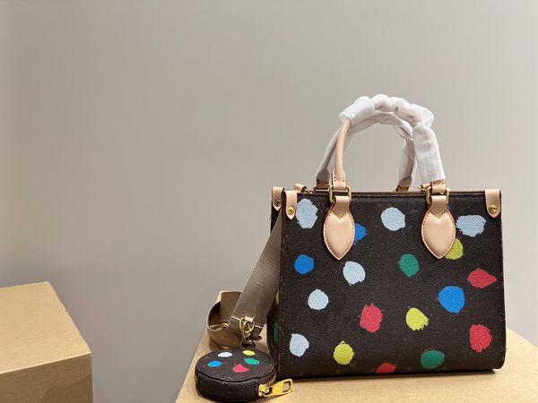

2023women's shoulder bag wide shoulder strap designer graffiti handbag with small wallet