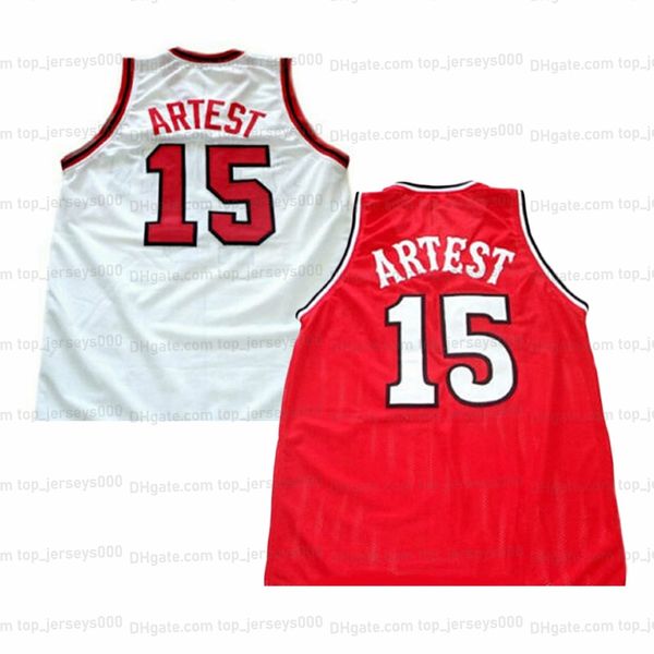 

custom ron artest #15 st john basketball jersey white red sewn any name number size s-4xl, Black