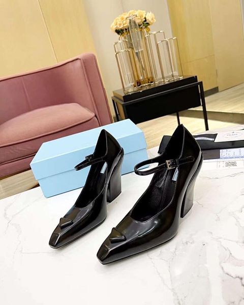 

2023 early spring dress shoes buckle heel 11cm fashion week show style women's wedding banquet 35-41, Black