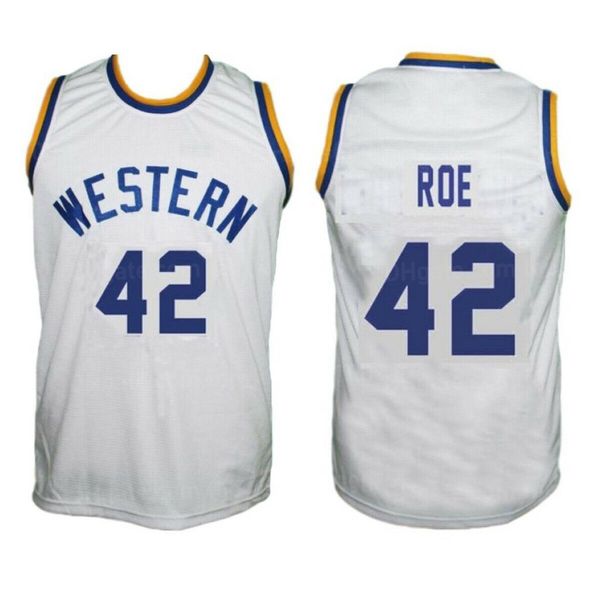 

custom ricky roe #42 western blue chips basketball jersey movie white sewn any name number size s-4xl, Black