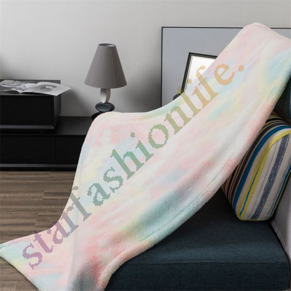 

fashionable rainbow gradient blanket printed warm thick sofa bedspread outdoor portable beach picnic mat