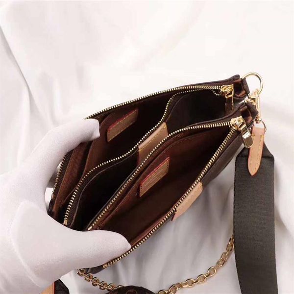 

multi pochette purse women bags crossbody 3 pcs set original box date code purses floral chains wallet clutch shoulder messenger w303h