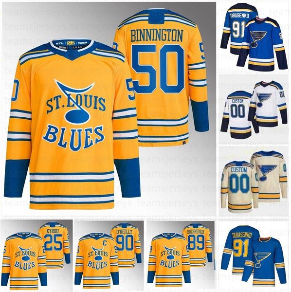 

25 kyrou reverse retro jersey ryan o'reilly blues pavel buchnevich colton parayko brayden schenn robert thomas vladimir tarasenko binni, Black;red
