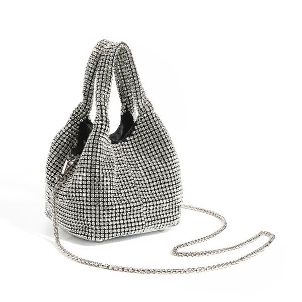 

fashion diamond-encrusted women's bucket bag rhinestone chain portable cross-body luxury dinner party bag