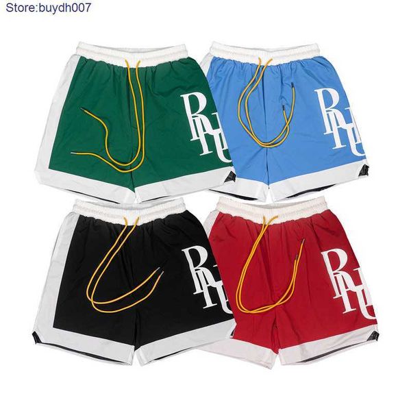 

2023 new men's shorts fashion designer rhude couple american niche color matching drawstring side nylon loose beach, White;black