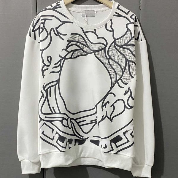 

men sweater designer sweatshirt american hip hop diamond embroidery round neck pullover mens women oversize sweaters, Black