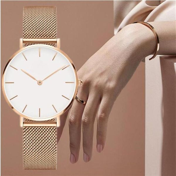 

brand steel mesh women watches 32mm fashion dress quartz woman gift watch female clock lady relogio montre femme200t278f, Slivery;brown
