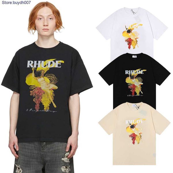 

2023 new men's t shirt fashion designer rhude couple los angeles summer harajuku hip hop alphabet print bottoming loose short sleeve, White;black