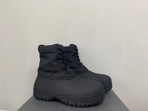 

handmade exclusive luxuy warm plush fur inner vulcanized boots winter shell toe waterproof botas, Black