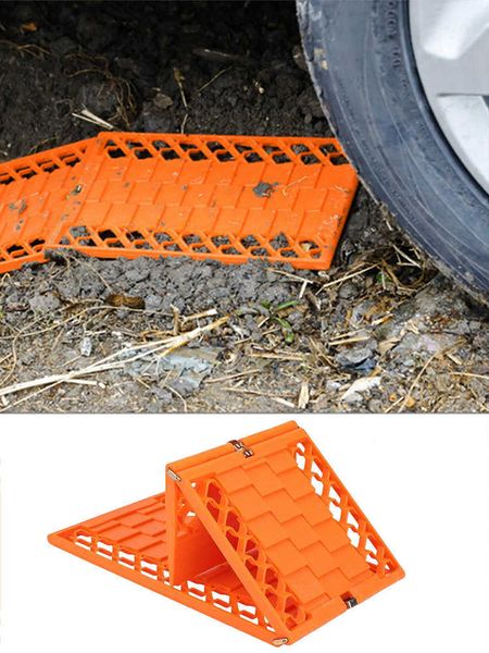 

travel roadway product traction boards offroad car wheel anti-skid pads extraction mats for vehicles stuck in mud sand and snow 2 pack orang