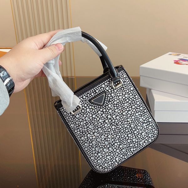 

2023 r bag diamond womens cross-body bags cleo internet celebrity luxury shoulder bag genuine fashion leather flash banquet party handbag