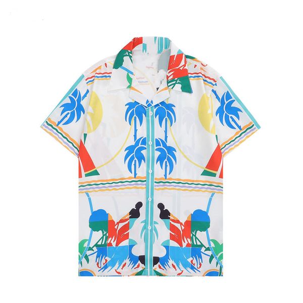 

2023 summer mens tiger printed shirts designers women fashion flower hawaiian t shirt casual shirts slim fit short sleeve blouse beach short, White;black