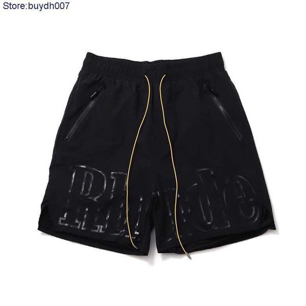 

2023 new men's shorts fashion designer rhude couple new york limited letter print drawstring casual beach 5-point sports pants, White;black