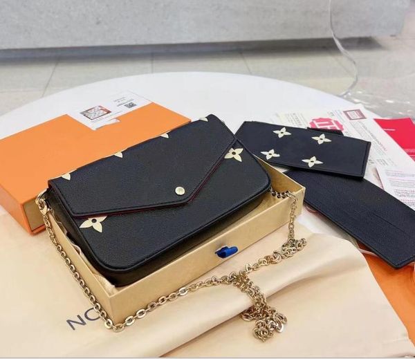 

5a quality pochette felicie women fashion designers bags real leather purse key card holder wallet handbag messenger crossbody chain clutch