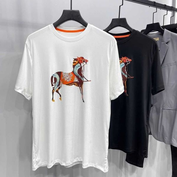 

summer cotton short sleeve t shirt fashion h print pattern tee designer t shirt men women crew neck pullover top, White;black