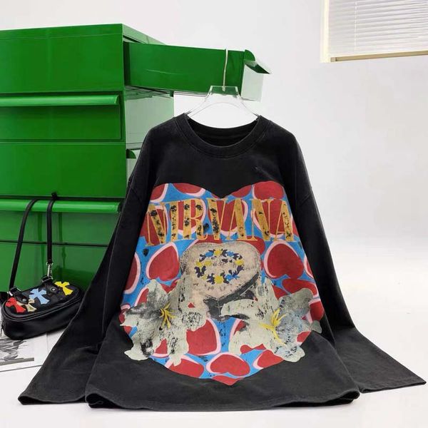 

men's hoodies and sweatshirt rock band nirvanas crew neck sweatshirt man plus size pullover women's vintage oversize long sleeve t, Black