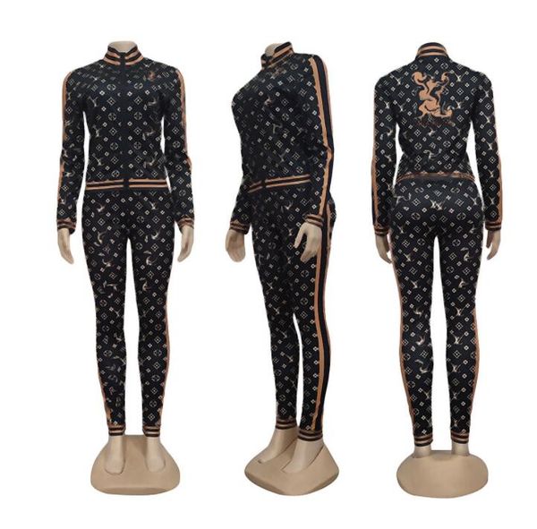

news women's tracksuits casual fashion luxury suit 2 piece set designer tracksuit j2501, Gray