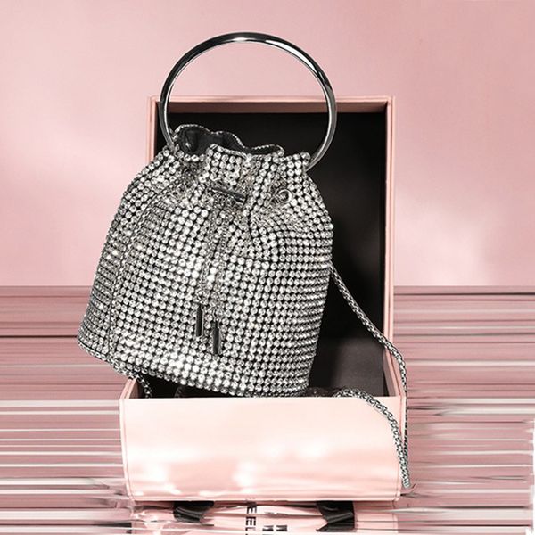 

fashion women's bag one shoulder underarm mini bucket mobile phone change cross-body luxury diamond-encrusted dinner bag