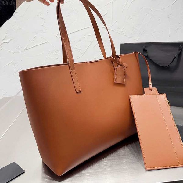 

large capacity shopping bag tote bags women handbag fashion letter print cowhide genuine leather two piece set lady composite bags 36cm