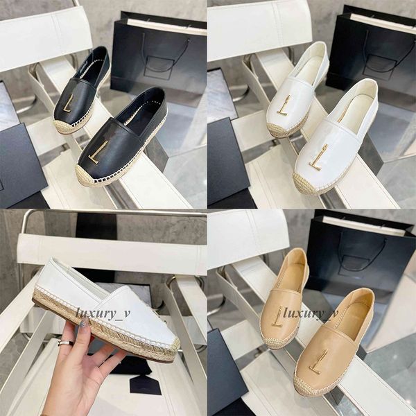 

desinger women casual shoes hemp bottom dress shoes fashion fisherman shoe espadrilles loafers breathable comfortable mules with box, Black