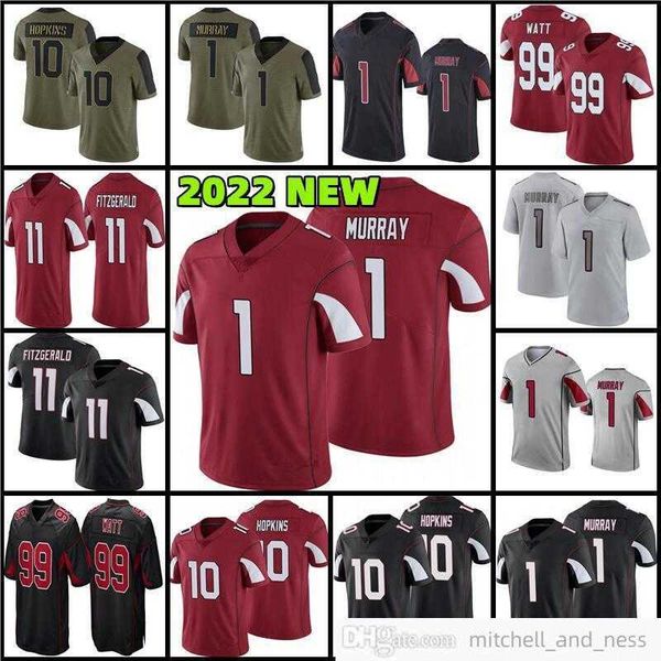 

1 kyler murray mens football jerseys 10 deandre hopkins 99 j.j. watt 11 larry fitzgerald stitched jersey, Black;red