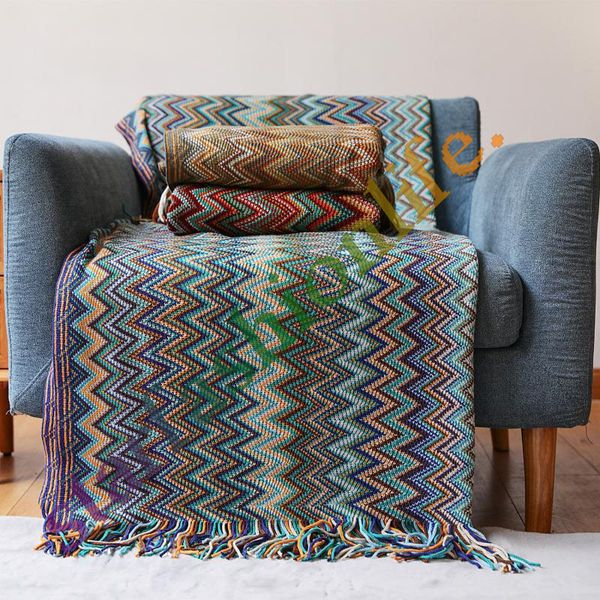 

knitted blanket embossed nordic decorative blanket sofa bed thick stripe knitting