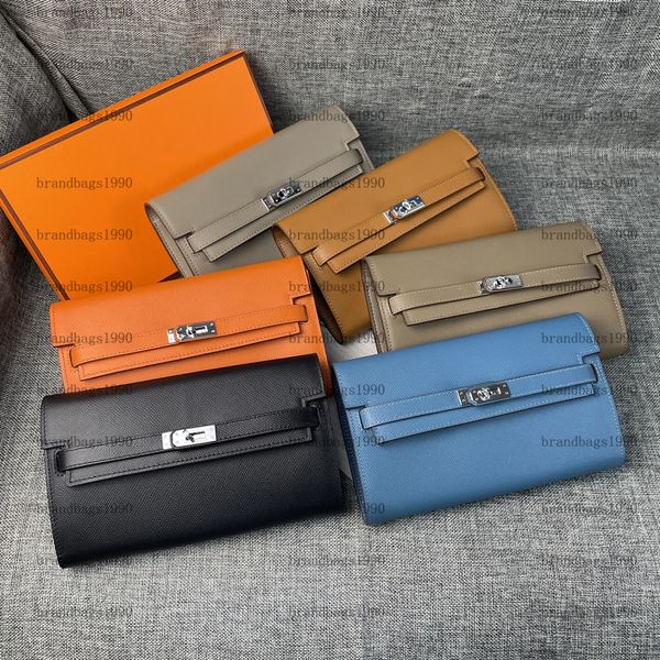 

original espom cowskin designer purse woman wallets clutch handbag silver gold buckle card holders fashion genuine leather with bo294z, Red;black