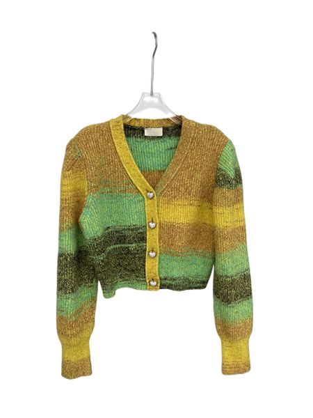 

autumn and winter new color gradual change wool temperament cardigan, White;black