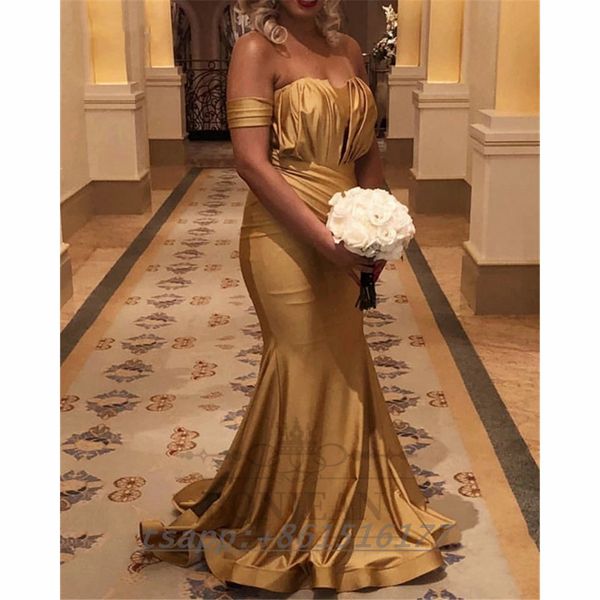 

gold bridesmaid dresses mermaid black girls sweetheart off-the-shoulder satin south african bridesmaid dress, White;pink