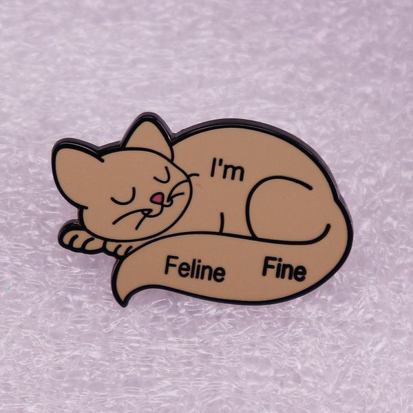 

sleeping cat brooch cute animal enamel pin lazy kitty badge, Blue