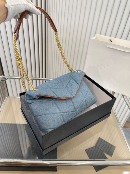 

loulou puffe bag r oblique envelope gold chain size 28x18cm