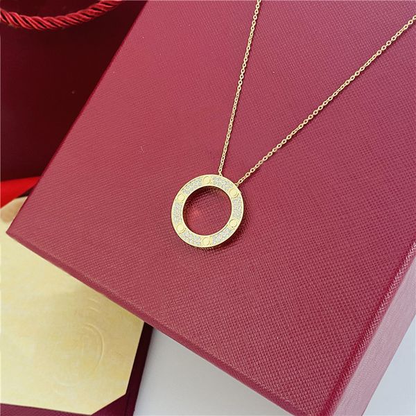 

fashion pendant luxury high end designer necklace men and women full diamond pancake necklace classic necklace titanium steel never fade jew, Silver