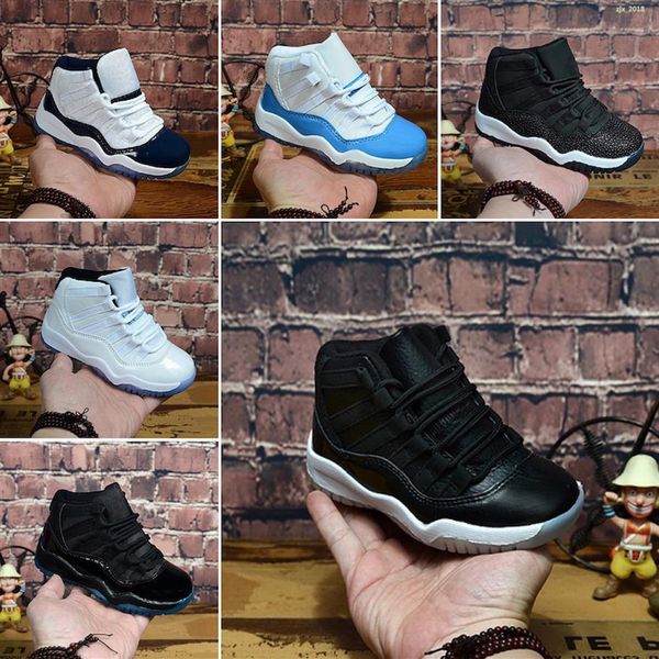 

baby kids 11 11s shoes bred concord space jam pink gym red legend blue 11 shoes sneakers gift for boys girls 232f, Black