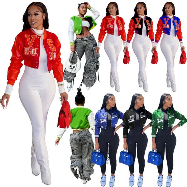 

wholesale baseball uniform jackets women fall winter clothing 2xl casual long sleeve print romber coat female outerwear fashion streetwear, Black;brown