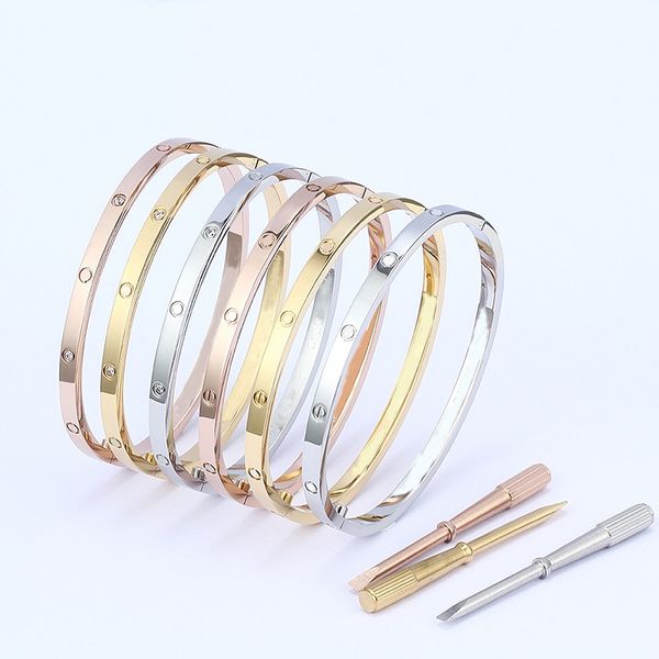

4 mm designer bracelet love screwdriver bangle bracelet high end luxury fashion bracelet men and women titanium steel diamond bracelet party, Black