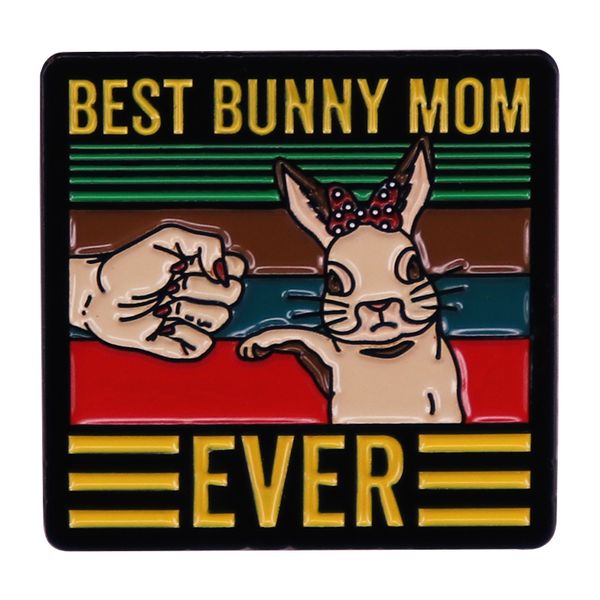 

bunny mom ever enamel pin kawaii rabbit brooch badge backpack collar pins jewelry accessories retro poster art, Blue