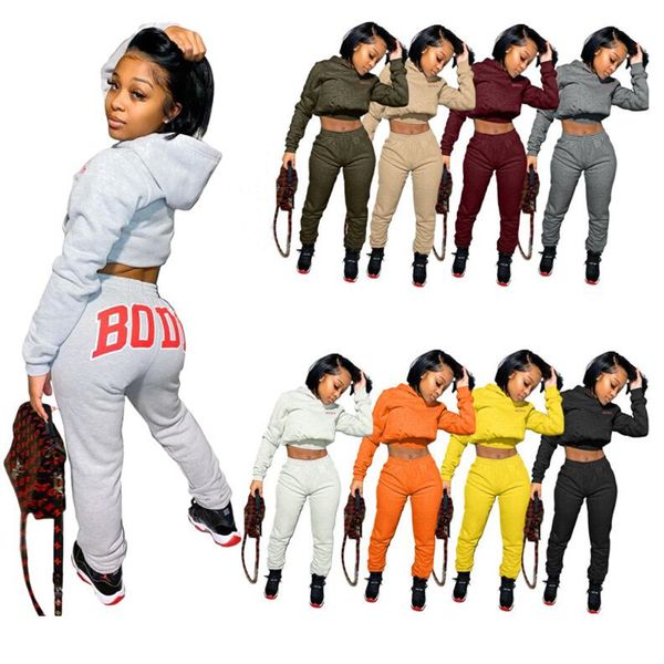 

women tracksuits fleece 2 piece set women tracksuit body print casual ladies sweatsuits femme outfit hoodies and pants wholesale fall winter, Gray