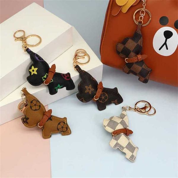 

2023 50pcs/dhl shipping designer cartoon dog key ring animal small dogs pets key chain accessories key ring pu leather car keychain holder c, Blue