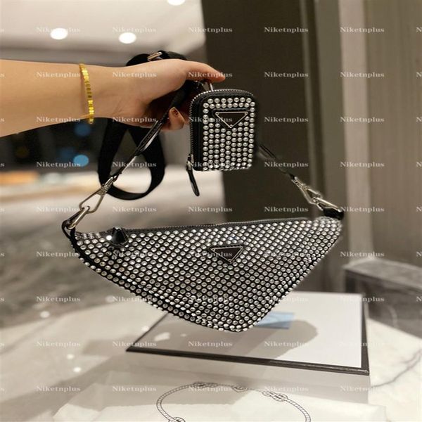 

luxurys designers triangle bag diamond hobo blingbling glitter shoulder bags fashion women crossbody handbags wallets lady clutch 250f