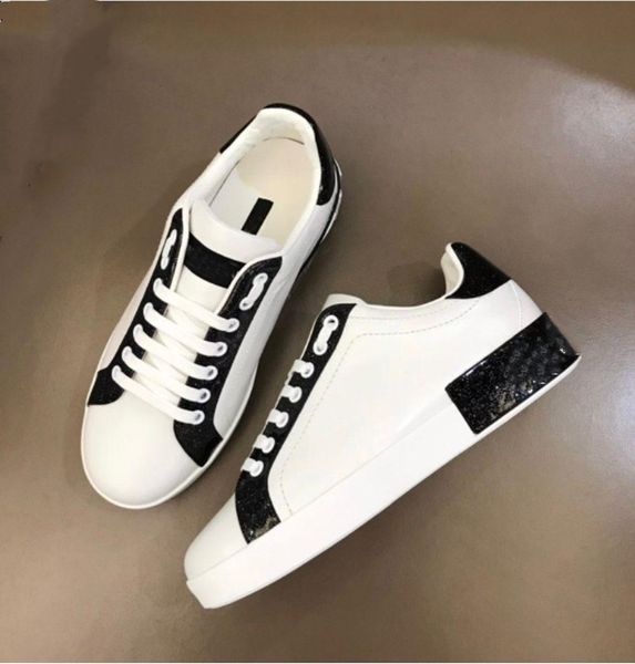 

calfskin sneakers shoes outdoor trainers men 's luxury 22s white leather brands comfort casual walking eu38-46.box nappa portofino, Black