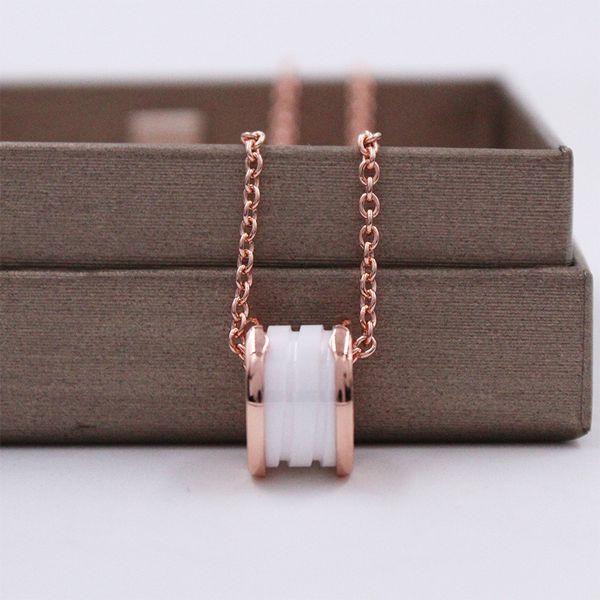 

high end ceramic necklace female designer fashion 3 color pendant necklaces 18k gold luxury necklace titanium steel christmas valentine&#039, Silver