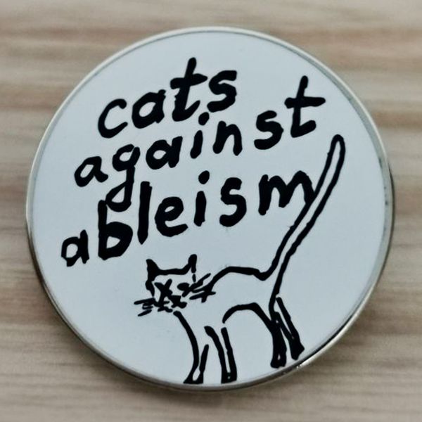 

cats against ableism enamel pin activism art badge funny button brooches jewelry, Blue