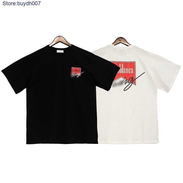 

2023 new men's t shirt fashion designer rhude couple youth loose off shoulder casual bottoming trend printed short sleeve couple summer, White;black