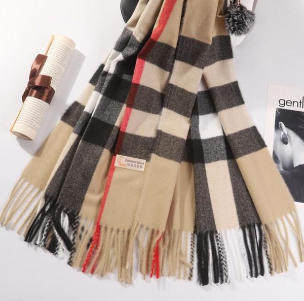 

2023 autumn winter cashmere scarf high end soft thick wool plaid fashion men's and women's shawl 180cm 70cm o601 jqxw, Blue;gray