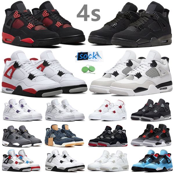 

jumpman 4 4s men women basketball shoes sail military black cat white oreo red thunder university blue midnight navy bred infrared mens trai