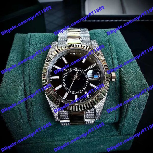 

highquality men's watch 2813 automatic mechanical watch m326933 41mm black dial gold stainless steel wristwatch diamond strap sapphire, Slivery;brown